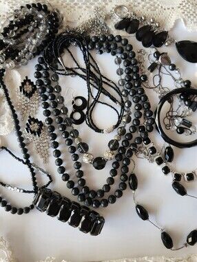 Vintage- Now Black & Silver Gothic Glam Jewelry Bundle